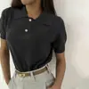 Suéter Transfronterizo Estilo Europeo y Americano 2026 Primavera/Verano Nuevo Cuello Polo Punto Tapeta de Botones Estilo Sencillo Top de Punto Manga Corta