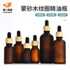 Botella de Aceite Esencial de 20ml con Grano de Madera, Marrón Esmerilado Negro a Prueba de Luz, con Tapa Gotero, Botella Cosmética de Muestra Portátil