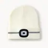 Gorro de Punto con Luz LED Transfronterizo Otoño e Invierno Cálido Gorro de Lana Viaje al Aire Libre Tira Reflectante Luz Nocturna Iluminación Gorro Frío