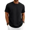 Camiseta Masculina de Gola Redonda e Manga Curta Transfronteiriça Europeia e Americana Amazon Verão Casual Malha Jacquard Texturizada 250g Top