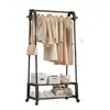 Estante de Ropa de Piso para el Hogar Simple para Dormitorio Colgador de Ropa Multicapa con Ruedas Zapatero Integrado Estante de Almacenamiento Multifuncional