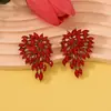Pendientes de ala dorada huecos con diamantes de imitación, moda europea y americana nueva, nicho de moda, personalizados, creativos, elegantes, estilo de lujo ligero