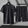Traje deportivo de verano de seda de hielo de talla grande para hombre, talla grande, holgado, fino, de secado rápido, conjunto de dos piezas para hombre