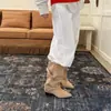 Botas de mujer de moda hasta la mitad de la pantorrilla 2026 otoño e invierno nuevo estilo botas sencillas con mangas de empalme y hebilla de cinturón botas de moda de pierna ancha