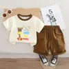 Ropa para Niños Nuevos Trajes Estampados de Manga Corta para Hombre y Mujer Ropa para Bebé Algodón de Dibujos Animados Infantil y Niños Ropa de Verano al por Mayor