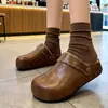 2026 Zapatos Peludos de Doble Uso para Mujer Plataforma de Suela Gruesa Corcho Capi Bara Punta Cerrada Medias Pantuflas Persona Perezosa Calientes con Terciopelo Zapatos Birkenstock
