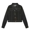 Chaqueta de mezclilla de cuello alto de doble botonadura estilo retro americano para mujer, otoño 2026, corte ajustado, versátil, top corto de alta gama