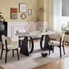 Mesa de Comedor de Mármol Estilo Francés Mediados de Siglo Crema Mesa de Comedor Ovalada Mesa de Comedor de Madera Maciza Hueca Diseñador de Hogar