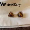 Pendientes Colgantes Populares de Piedra Ojo de Tigre Aguja de Plata Maillard Retro Elegantes Versátiles Pendientes de Lujo Accesible Pendientes de Gama Alta para Mujeres