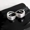 Pendientes de Aro Ovalados Lisos Geométricos Cepillados Retro para Mujer Lujo Ligero Nicho Alta Gama Aguja de Plata Cierre de Oreja Pendiente Exquisito de Moda