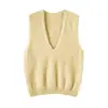 Suéter de cachemira cepillada, chaleco de punto de cuello redondo, capa base cálida, chaleco sin mangas, camiseta base versátil, chaleco suéter
