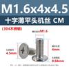 Tornillos de Máquina de Cabeza Plana Fina Cruz Acero Inoxidable 304 cm Tornillos de Cabeza Plana Extendidos M1.4M1.6M2M3M5M6