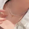 Colar de Prata Quebrada Gota d'Água para Mulheres, Design de Nicho de Luxo Leve de Alta Qualidade, Joias de Prata Quebrada, Corrente para Clavícula, Acessórios Femininos