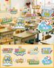 Cartão de mesa escolar cerimônia sentido layout da sala de aula mesa decoração com balões suporte segurando cartão classe do ensino fundamental jardim de infância