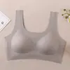 Sujetador de Seda Hielo Liso de Color Sólido con Tirantes Anchos, Cómodo, Transpirable, Versátil, Sin Tirantes y Sujetador Push-Up