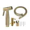Conjunto de Pistola de Chuveiro Bidet para Banheiro de Aço Inoxidável 304 Transfronteiriço Cabeça de Chuveiro Válvula Angular Descarga Ouro Escovado Limpador de Bidet
