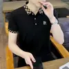 Camiseta de Manga Curta para Homens, Camisa Polo de Verão, Marca da Moda, Corte Slim, Gola Careca, Top Colarinho Estilo Estrangeiro Fino Casual