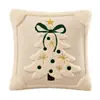 Cojín de peluche bordado de árbol de Navidad, cojín decorativo para sofá de sala de estar, decoración festiva para el hogar, incluye relleno, cojín cuadrado