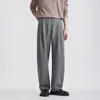 Também, calças casuais masculinas de corte reto, folgadas, de cor sólida, versáteis, com cintura de cordão, perfeitas para o outono e adequadas para o trabalho