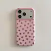 Funda de teléfono rosa dorada estilo coreano con fresas, apta para Apple 17 Pro Max, linda y a prueba de golpes para iPhone 16, 15, 14
