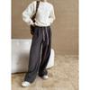 Sinan Lazy Real Wear Pie Dipping Cordão Plissado Emagrecimento Perna Larga Casual Forrado De Lã Loppers SN6599