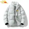 Jaqueta de Algodão Grossa Quente Versátil Cor Sólida Nova Tendência Marca Inverno Outono Estilo Casal Transfronteiriço Moda Casual Gola Alta Casaco de Algodão