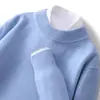 Suéter de Lana de Cuello Medio Alto Nuevo para Otoño e Invierno Suéter Básico Plano Engrosado para Hombre Color Sólido Holgado Camisa de Punto Básica para Negocios