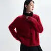 Chaqueta Cardigan de Punto Zhimohe Mismo Estilo Cuello Redondo Cepillado Otoño e Invierno Nuevo Suéter Cardigan 100% Cachemira Pura para Mujer