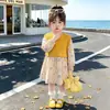 Conjunto de Dos Piezas Estilo Coreano para Niñas: Falda Floral Amarilla y Cárdigan, Estilo Primavera/Otoño 2026, Nuevo Conjunto de Dos Piezas Elegante para Niñas Pequeñas