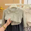 Nova camisa de baixo casual de botões estilo coreano para outono para meninas, top infantil moderno e da moda