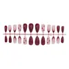 Amêndoa Doce Fresco Vermelho Rosa Minimalista Design de Linha Unha Decorada Finalizada Pontas de Unha Usáveis Adesivos de Unha Postiça Transfronteiriço Europeu e Americano