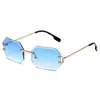 Gafas de sol sin montura de moda europeas y americanas transfronterizas, sentido de alta gama para hombre, gafas de sol con ribete poligonal para mujer 2025