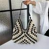 Bolso de Mano de Papel Tejido a Mano, Casual y de Moda, Bolso de Hombro Grande Triangular Hueco, Bolso de Mano para Viajes de Vacaciones y Uso Diario