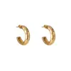 Pendientes Transfronterizos Europeos y Americanos, Pendientes Simples y de Lujo con Forma de C, Pendientes de Moda de Acero Inoxidable Chapado en Oro de 18 Quilates, Pendientes Versátiles para Mujer