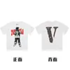 Camiseta Casual de Manga Curta Vlone Big V Borboleta Letra Caveira Esqueleto Big V 260g para Homens e Mulheres, Exclusivamente para Vendas Transfronteiriças