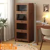 Estantería de almacenamiento, librero de pie, gabinete de almacenamiento integrado de pared, gabinete doméstico de madera maciza con puertas, vitrina a prueba de polvo