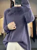 Dobladillo cuello alto medio simple color liso tres flores Suéter para mujer de punto para ir al trabajo elegante todo lana otoño e invierno Nuevo tejido