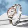 Relógio Mecânico Genuíno Germas para Mulheres, Pulseira Simples de Aço, Relógio Feminino com Calendário Duplo Luminoso, Relógio Feminino Mecânico Totalmente Automático