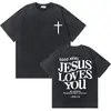 [Lavado Transfronterizo] Camiseta Lavada Glory Moda de Verano para Hombres y Mujeres Cruz