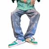 Jeans de Hombre Verano Delgados Sueltos Tipo Mop Estampados Pantalones Moda Coreana Nuevo Distintivo Casual Pierna Ancha