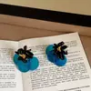 Pendientes de Flor de Piedra Natural con Carcasa de Disco de Colores para Mujer, Lujo Accesible, Gama Alta, Pendientes y Pendientes de Moda Personalizados de Tendencia