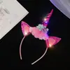 Puesto de Diademas en Mercado Nocturno Accesorios para el Cabello Diadema Luminosa Infantil Empujar Tarjeta de Unicornio Lugar Escénico Productos Populares