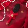 Espejo de Boda Rojo, Peine de Novia, Dote de la Novia, Espejo de Maquillaje Festivo, Artículos para la Preparación de la Boda, Colección de Artículos para la Celebración de la Boda