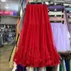Falda Tutú de Encaje con Borde de Hongo de Industria Pesada Otoñal Dobladillo Grande Cintura Alta Línea A Falda de Pastel Elegante de Hada Falda de Malla