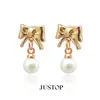 Justop Joias de Orelha Femininas Novas e Modernas Brincos Simples e Bonitos Brincos de Coração com Zircônia Brincos de Laço