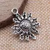 22x29mm 3.7g Plata Antigua Colgante Pequeño para DIY Material Hecho a Mano Sol, Luna y Estrellas Colgante de Sol