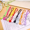 Lanyard con llavero de pompón de colores, correa de muñeca portátil anti-pérdida, accesorio colgante versátil para bolso, accesorio para joyería DIY