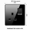 Versão de Hong Kong e Macau tomada britânica 13A com carregamento rápido USB tipo-c padrão britânico pé quadrado três pinos painel de vidro preto