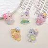 Accesorios de Resina para Manualidades de Dibujos Animados Gato en Traje de Baño Transparente Pegamento de Crema Pasador Funda de Teléfono Hebilla de Zapato Llavero Colgante
