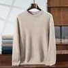 Suéter pullover de cachemira premium engrosado para otoño e invierno, nuevo, corte holgado, para hombre, cuello redondo, manga larga, sencillo, básico de lana